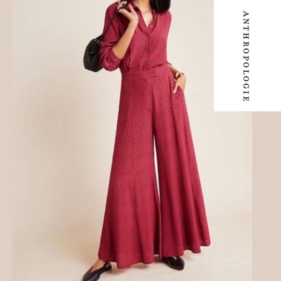 Anthropologie Pants - NWT Anthropologie Loveland Wide Leg Wine Jumpsuit